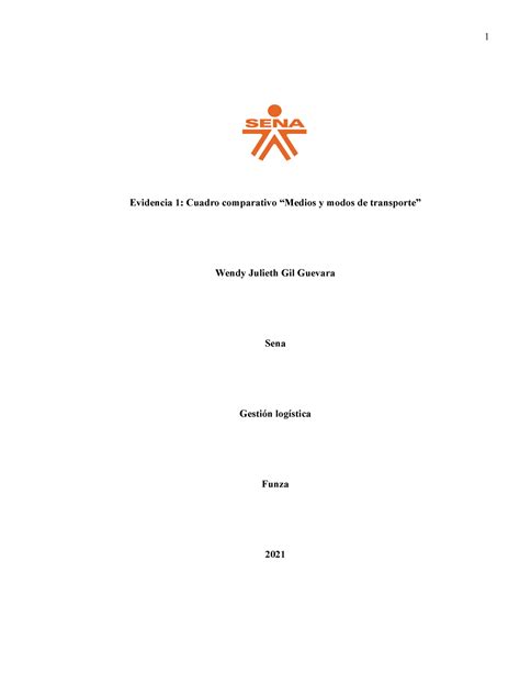 Evidencia 1 Cuadro Comparativo Medios Y Modos De Transporte