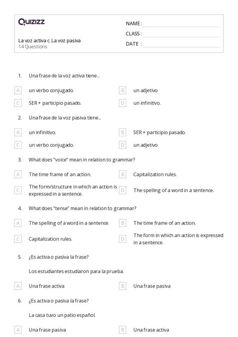 Voz En La Escritura Hojas De Trabajo En Quizizz Gratis E Imprimible