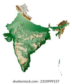 3d Isometric Relief Map India Shadow Stock Vector Royalty Free