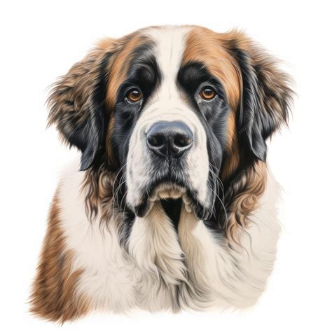 Premium AI Image | Realistic St Bernard Dog Drawing On White Background
