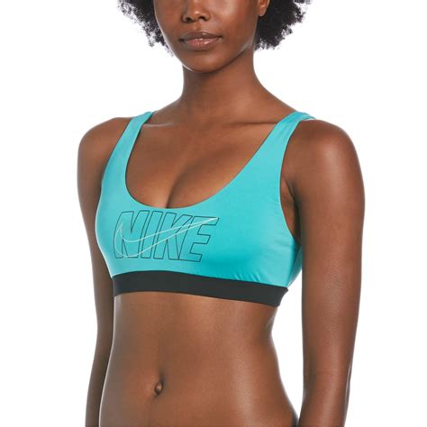 Nike Multi Logo Bikini Top Womens Washed Teal Sportsdirect