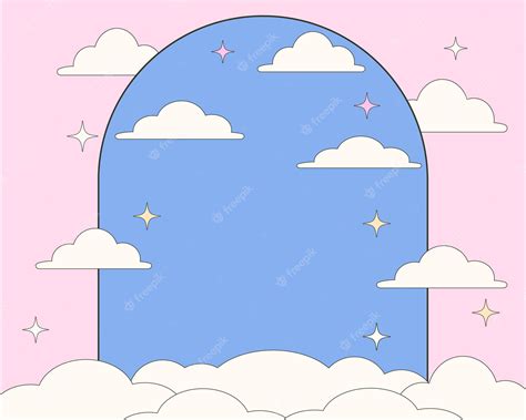 Premium Vector | A cartoon illustration of a sky with clouds and stars.