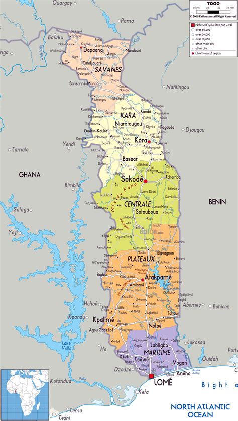 Large Political And Administrative Map Of Togo With Roads Cities And