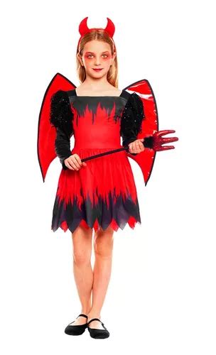 Traje Diablesa Ni A Alas Halloween Cosplay Diablita Cuotas Sin Inter S