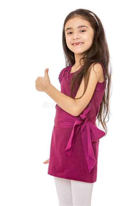 Petite Fille L Gante Dans Une Robe Rose Image Stock Image Du Gosse