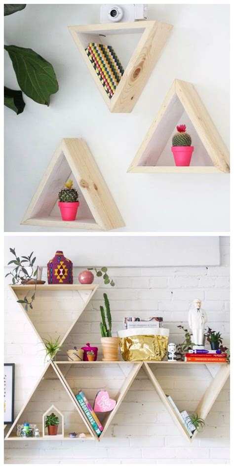 Prateleiras triangulares diferentes e criativas para decoração