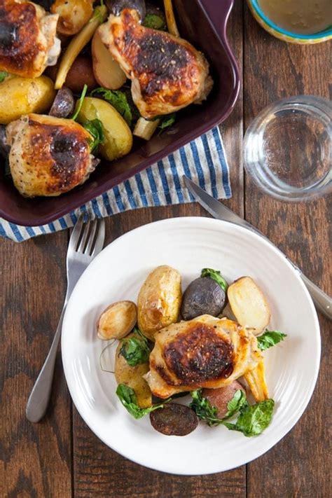 Honey Mustard Chicken Thighs With Parsnips And Crispy Kale Healthy