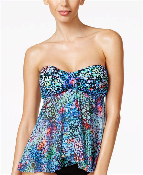 New Profile Gottex Multicolor Paradise Bay Fly Away Bandeau Tankini