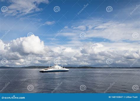 Horten Moss Ferry Crossing Oslofjord In Norway Editorial Photography