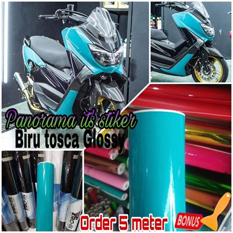 Skotlet Stiker Motor Warna Biru Tosca Glossy Kilap Scotlite Biru Tosca