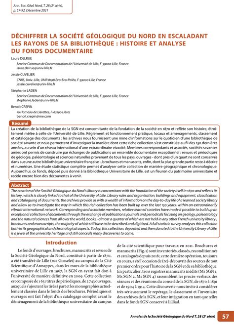 PDF Déchiffrer la Société Géologique du Nord en escaladant les rayons