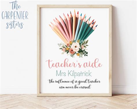 Personalised Teacher Aide T Teacher Aide Appreciation Etsy