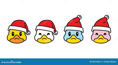 Duck Vector Christmas Icon Santa Claus Hat Rubber Duck Logo Shower