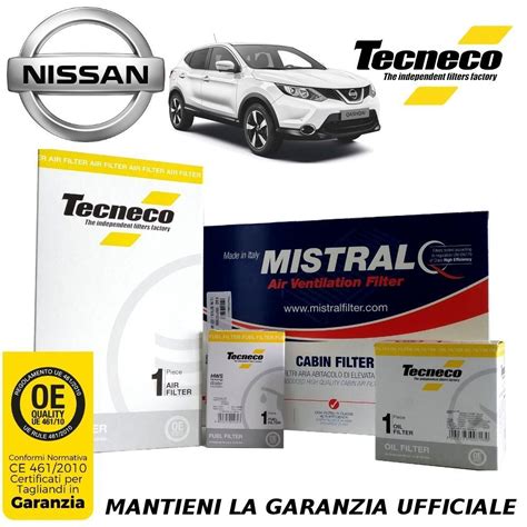 Kit Filtri Tagliando Nissan Qashqai Ii Dci J E Kw Cv Mot