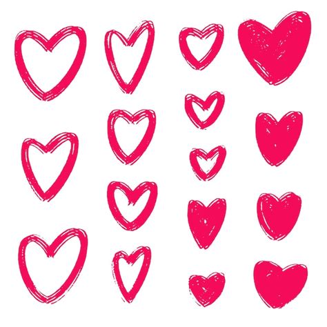 Doodle Herzen Handgezeichnete Liebe Herz Set Valentinstag Urlaub Vector