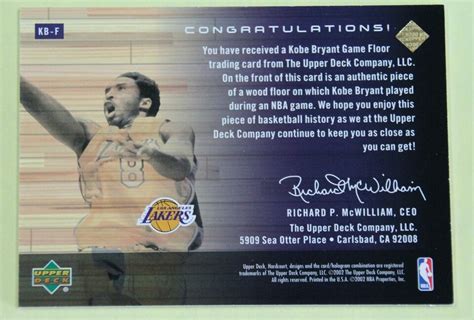 Upper Deck Hardcourt Kb F Kobe Bryant Ud Game Floor Los