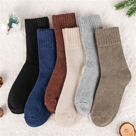 Loritta 6 Pairs Womens Socks Wool Socks Cashmere Thick Knit Warm Winter Socks for Women Gifts ...