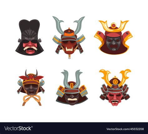 Japanese Samurai Mask As Traditional Culture Vector Image