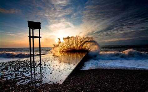 Wallpaper Sunlight Sunset Sea Nature Shore Sand Reflection Sky