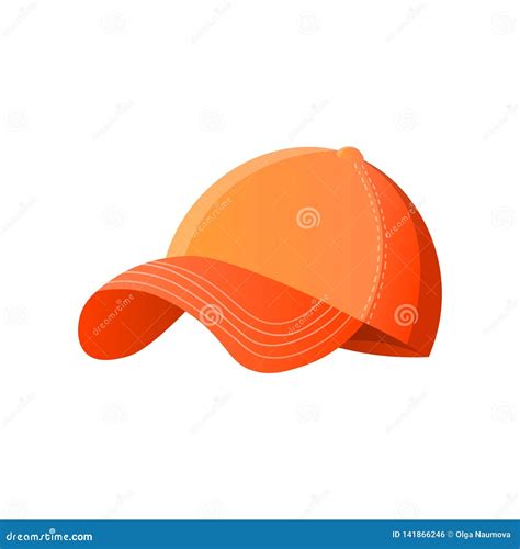 Bright Orange Baseball Cap Isolated On White Background Stock Vector