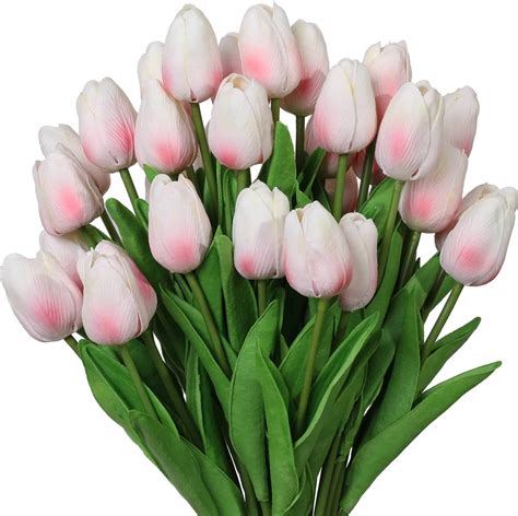 Amazon Nubry 30pcs Artificial Tulip Flowers Fake Real Touch Tulips