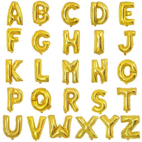 Jual Balon Foil Huruf Gold 16 Inch 40cm 40 Cm Abjad Alphabet Balloon