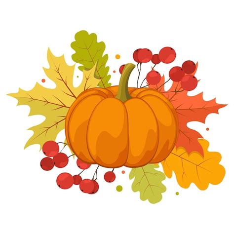 Premium Vector | Hand drawn autumn clip art pumpkin colorful leaves and ...