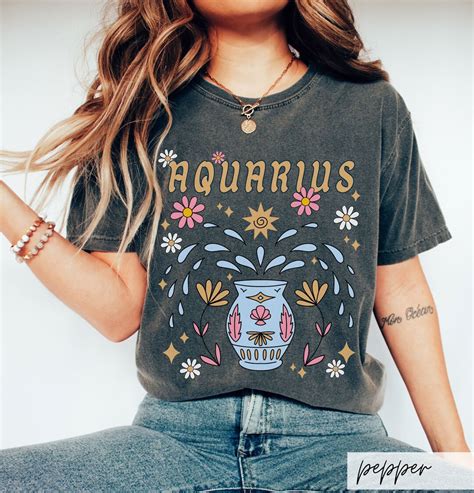 Aquarius Comfort Colors Shirt Celestial Horoscope Tee Aquarian