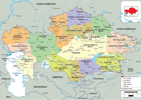 Kazakhstan Map (Political) - Worldometer