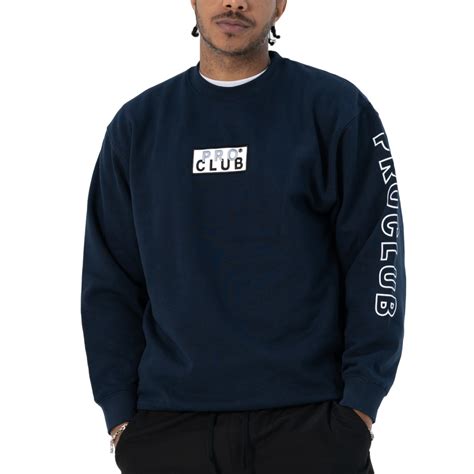 Pro Club Men's Heavyweight Embroidered Box Logo Crew Neck Fleece ...