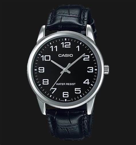 Casio General Mtp V L Budf Black Dial Black Leather Strap