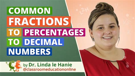 Common Fractions To Percentages To Decimal Numbers Youtube