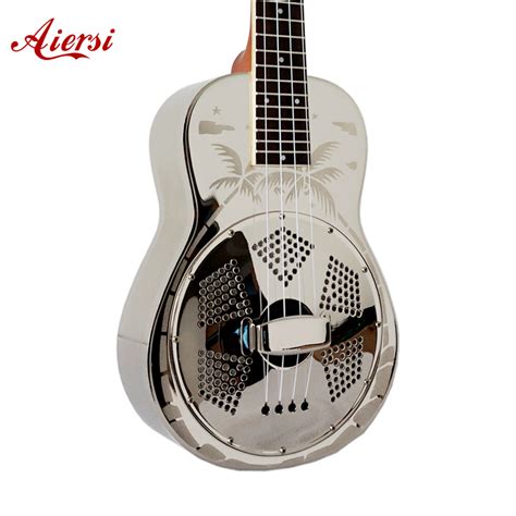 Sandblasted Gloss Brass Concert Resonator Ukulele Aiersi Guitar