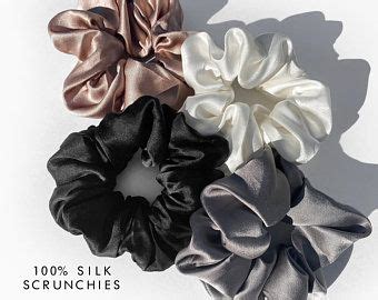 Buy Pure Silk Hair Scrunchies Set Of 4 Gray Tones 19mm Silk Charmeuse