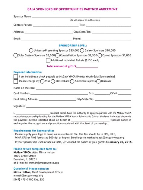 Fillable Online Mcgawymca YMCA Youth Gala Packet Fax Email Print