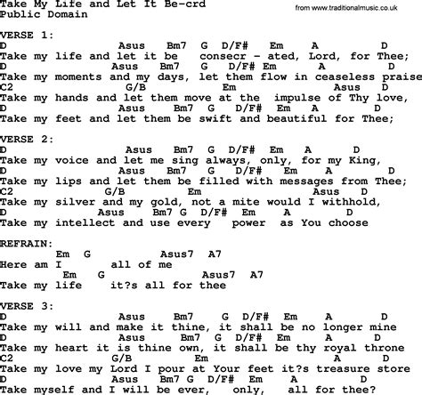 Top 500 Hymn Take My Life And Let It Be Lyrics Chords And PDF