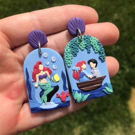 Ariel Inspired Earrings Polymer Clay Earrings Etsy Joyas De