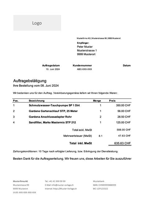 Auftragsbest Tigung Vorlagen Kostenlos F R Word Excel