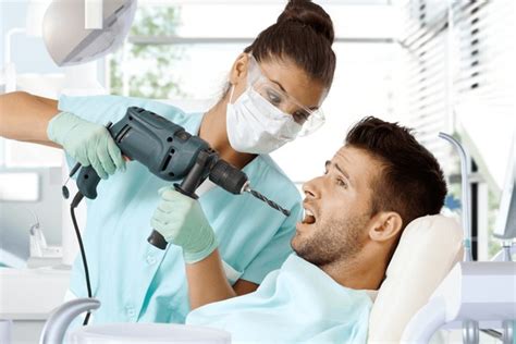 2 Aggressive Dentist Drilling Tooth Power Drill Images Stock Photos