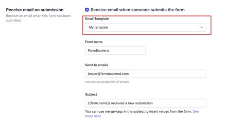 Customize email templates | FormBackend
