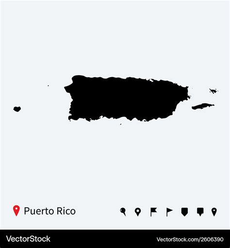 High Detailed Map Of Puerto Rico With Navigation Vector Image