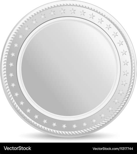 Realistic silver coin blank with shadow Royalty Free Vector