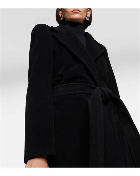 Balenciaga Cashmere And Wool Blend Coat In Black Lyst