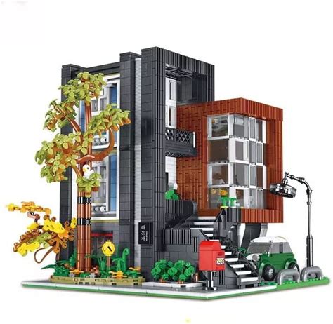 Modern Architecture City Street View Modular City Building Blocks Set