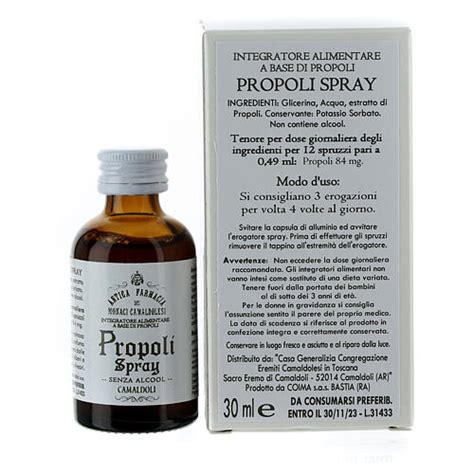 Alcohol Free Propolis Food Supplement Camaldoli 30 Ml Online Sales On