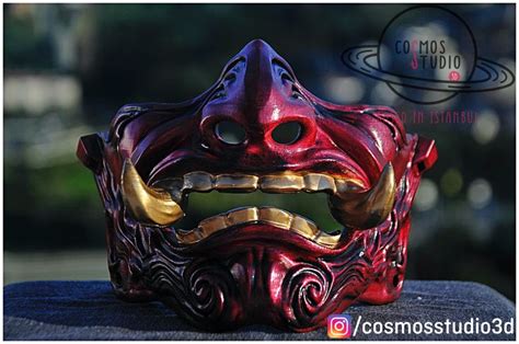 Oni Samurai Japanese Half Mask Ghost Of Tsushima Etsy Oni Samurai