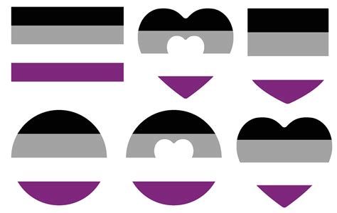 Asexual Pride Flag In Shape Set International Asexual Pride Flag In