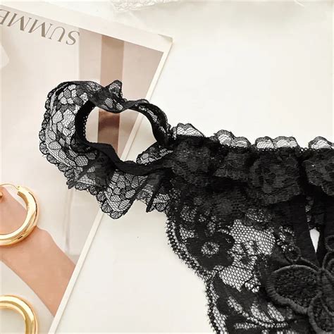 FINETOO 2023 Sexy Hot Lace Girls Crotchless Women S Pearls Hollow Out Thongs Lightweight New