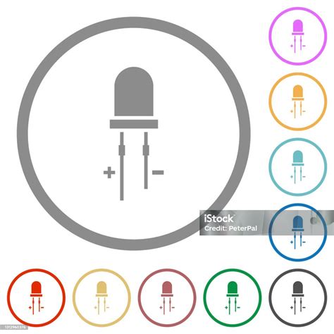 Light Emitting Diode Flat Icons With Outlines Stock Illustration