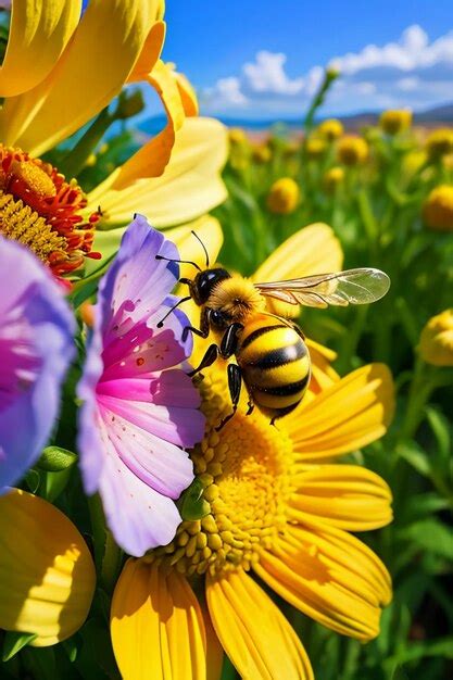 Las Abejas Trabajadoras Recolectan N Ctar En Los P Talos De Las Flores